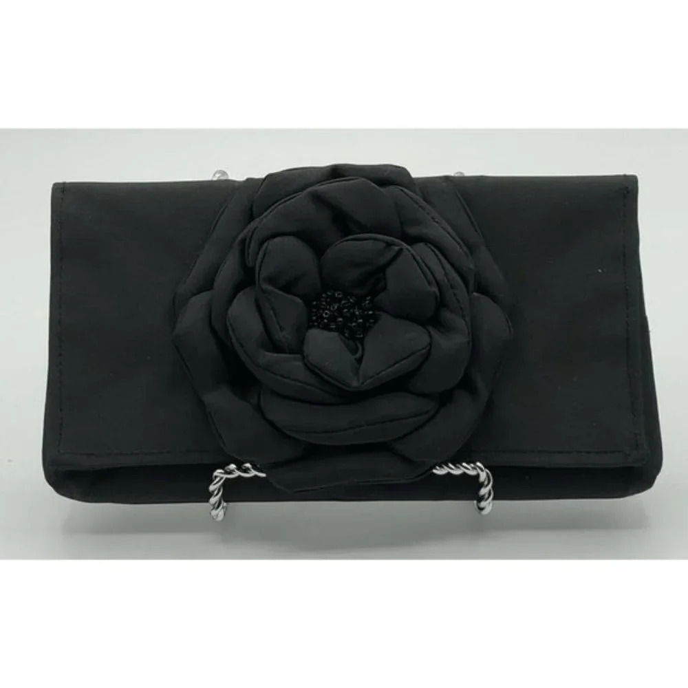 Mad Style Black Flower Fabric Clutch by Hancock